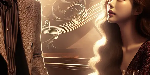 A romantic café scene in Seoul featuring a charming couple engaged in flirtatious conversation, surrounded by warm lighting and elegant decor.<a href=